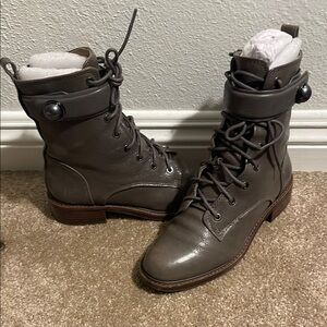 Stylish Gray Lace-Up Women's Boots
